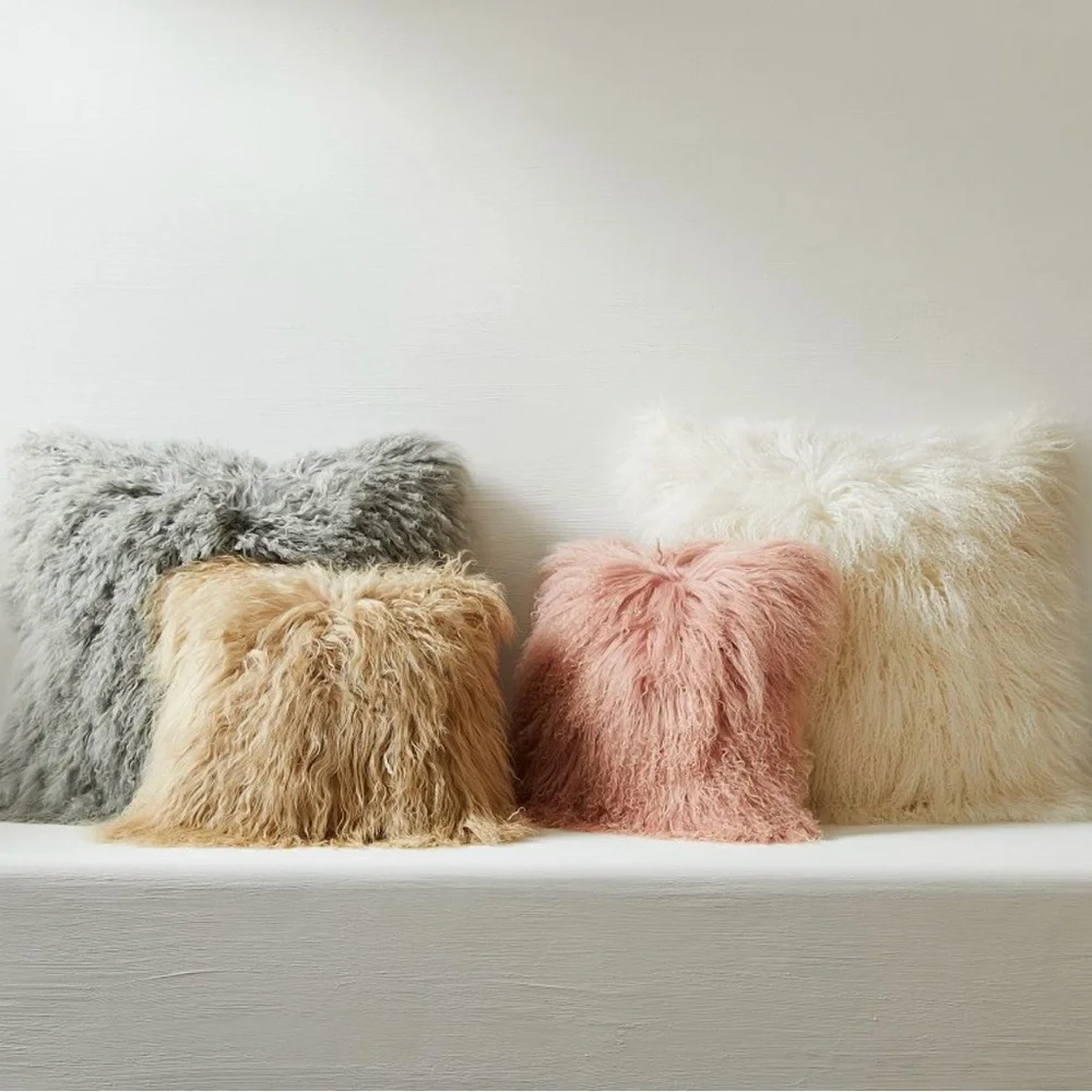 West Elm Mongolian Lamb Decorative Pillows